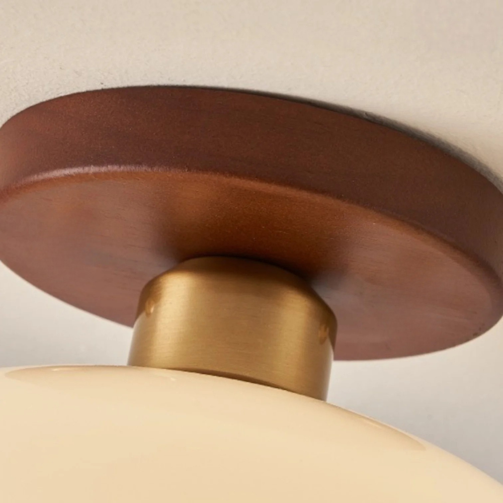 Flush-Mount Ceiling Light with Cream Glass Shade – Modern Minimalist Design for Bedroom, Hallway & Living Room