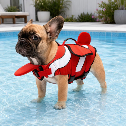 Ortekor French Bulldog Life Jacket for Pool, Beach & Boating - Adjustable Flotation Vest with Chin Support & Grab Handle