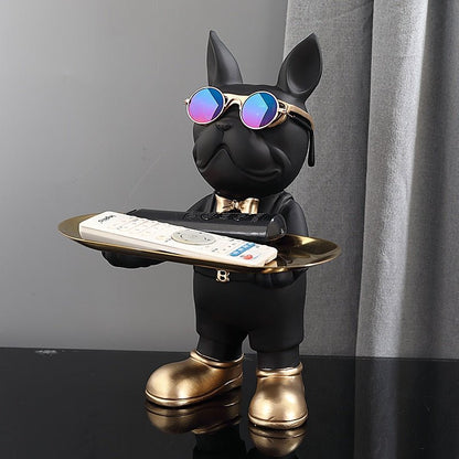 Decorative Canine Figurine in Butler Pose Resin Sculpture for Living Room Entryway Home Accent Pet Lover Gift Frenchie Dog Display Piece