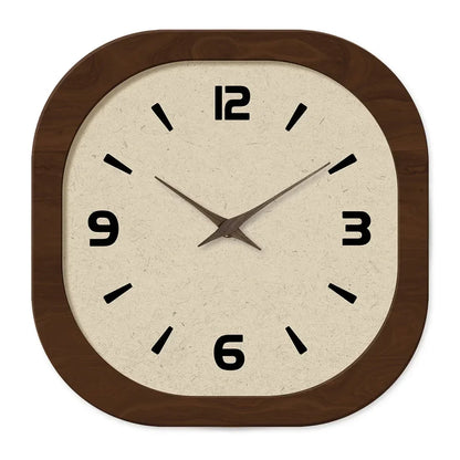 Quiet Analog Wall Clock Round Wooden Design Cream & Tan 12-16 Inch Silent Quartz Home Decor for Living Room Bedroom Office Kitchen Boho