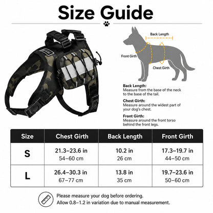 Ortekor Frenchie Tactical Dog Vest Backpack for Daily Walks - Reflective Small Dog Harness with Water Bottle Holder & Side Pockets
