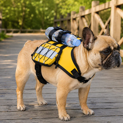 Ortekor Frenchie Tactical Dog Vest Backpack for Daily Walks - Reflective Small Dog Harness with Water Bottle Holder & Side Pockets