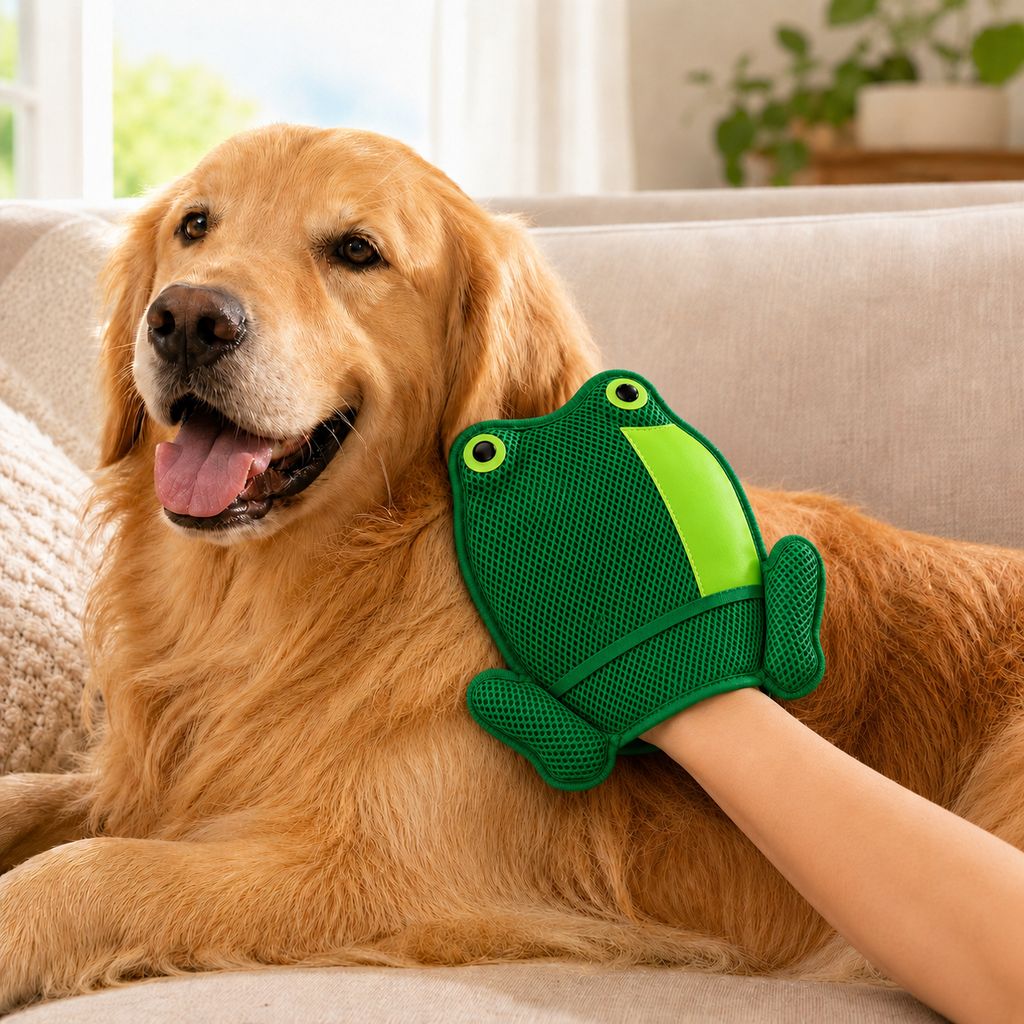 Ortekor Froggy Pet Hair Removal Grooming Mitt for Cats & Dogs - Gentle Daily Deshedding Glove for Sofas, Rugs, Clothes & Car Seats