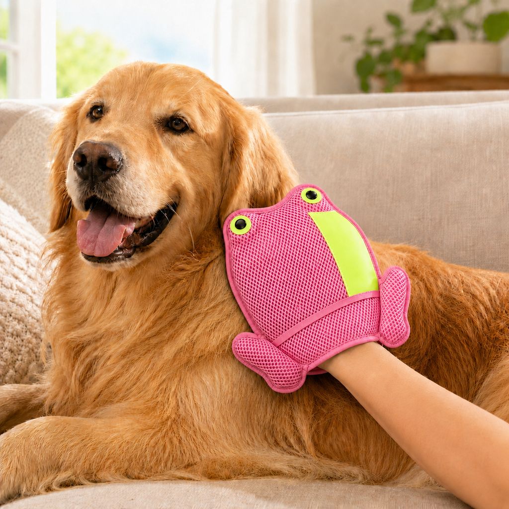 Ortekor Froggy Pet Hair Removal Grooming Mitt for Cats & Dogs - Gentle Daily Deshedding Glove for Sofas, Rugs, Clothes & Car Seats
