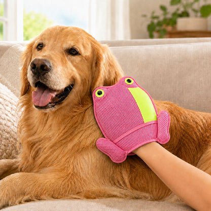 Ortekor Froggy Pet Hair Removal Grooming Mitt for Cats & Dogs - Gentle Daily Deshedding Glove for Sofas, Rugs, Clothes & Car Seats