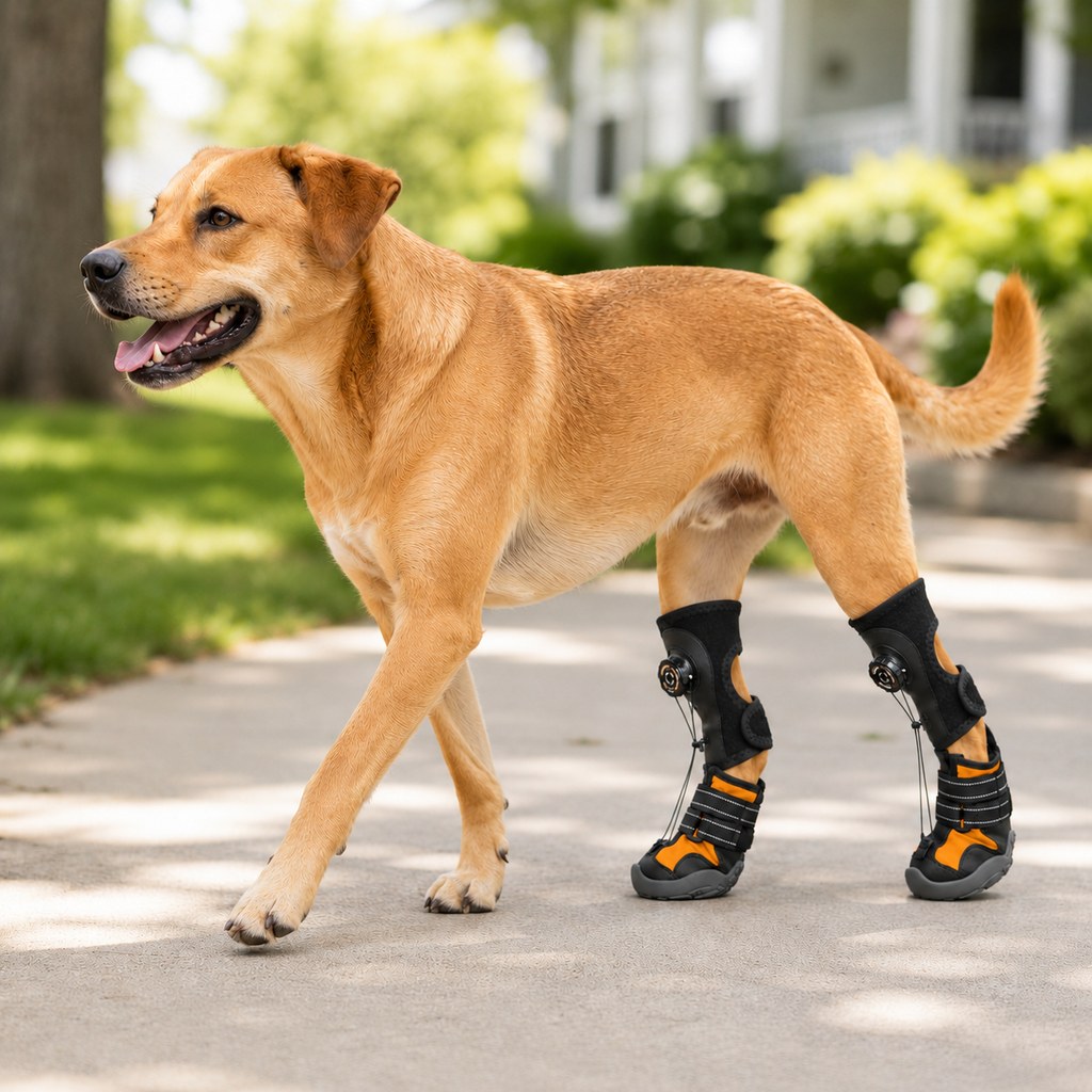 Ortekor Adjustable Tension-Dial Dog Paw-Lift Support Boots – For Indoor Floors & Outdoor Walks, Paw Dragging & Scuffing Support
