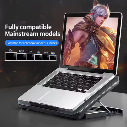 Dual-Fan Notebook Cooling Stand with Adjustable Height & USB Ports for 12-17 Inch Laptops