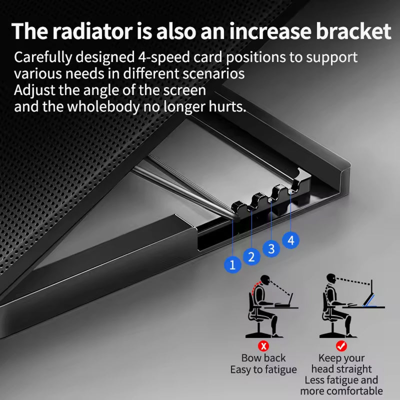 Dual-Fan Notebook Cooling Stand with Adjustable Height & USB Ports for 12-17 Inch Laptops