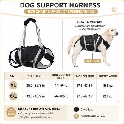 Ortekor Full-Body Dog Lift Support Harness for Large Senior Dogs - Easier Stairs, Standing & Car Entry