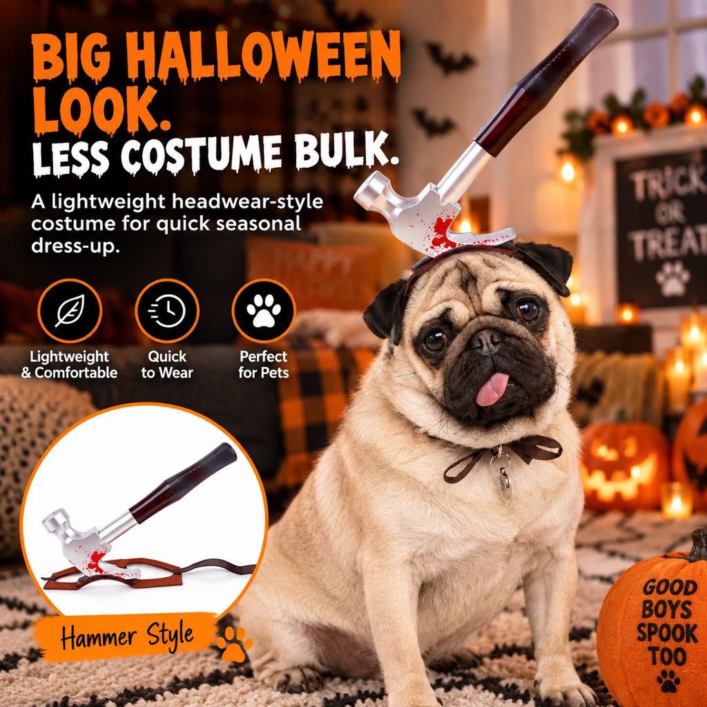 Ortekor Funny Halloween Pet Headwear for Dogs & Cats - Quick Tie-On Costume Prop for Parties, Photos & Trick-or-Treating
