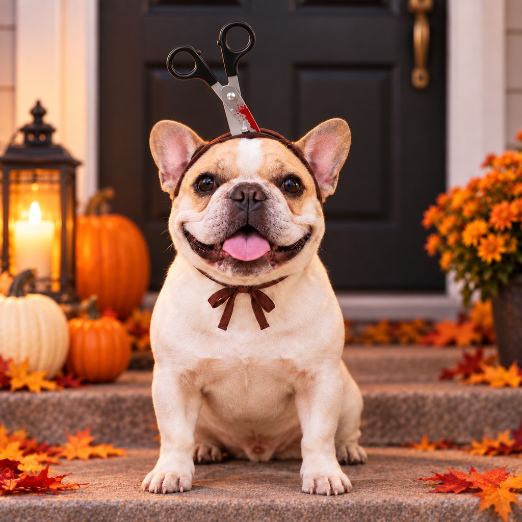 Ortekor Funny Halloween Pet Headwear for Dogs & Cats - Quick Tie-On Costume Prop for Parties, Photos & Trick-or-Treating
