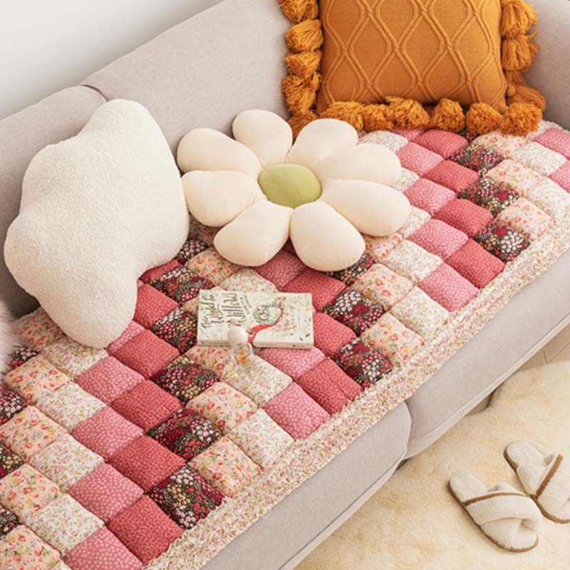 Quilted Cotton Furniture Protector Cover Anti-Slip Couch Cushion Pad for Sofa Chair Loveseat Pet-Friendly Washable Mat for Living Room