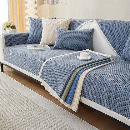 Chenille Furniture Protector with Textured Wheat Pattern – Scratch-Resistant Slip-Free Throws for Sofas, Chairs & Sectionals