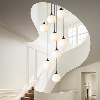 Spiral Stairway Crystal Chandelier LED Multi-Story Foyer Ceiling Light Height-Adjustable Modern Entryway Hanging Fixture for Grand Staircase