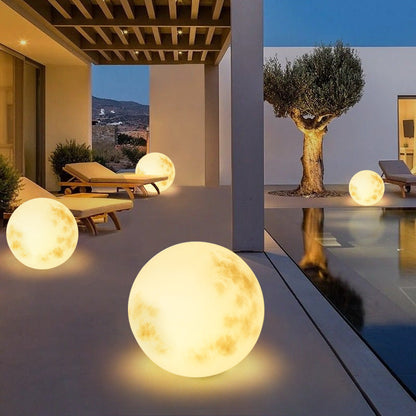 Solar Outdoor Moon Globe Light Sphere Garden Pathway Decoration Waterproof LED Resin Yard Patio Balcony Ambient Lighting