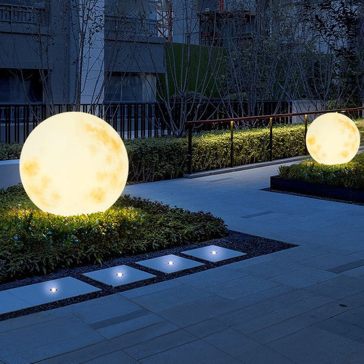Solar Outdoor Moon Globe Light Sphere Garden Pathway Decoration Waterproof LED Resin Yard Patio Balcony Ambient Lighting