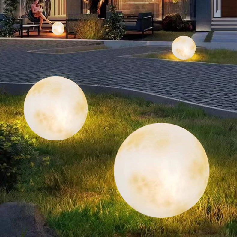 Solar Outdoor Moon Globe Light Sphere Garden Pathway Decoration Waterproof LED Resin Yard Patio Balcony Ambient Lighting
