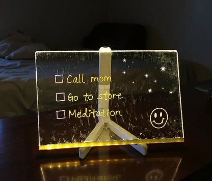 Illuminated Message Board for Kids Art & Family Notes with Erasable Neon Markers Reusable Light-Up Drawing Surface Desktop Nightstand Home O