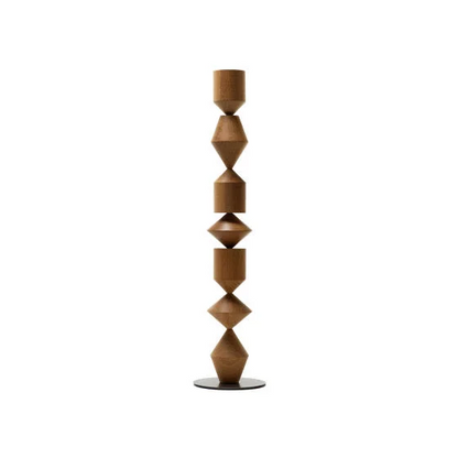 Tall Iron Geometric Standing Lamp 60 in Walnut Black White for Living Room Bedroom Ambient Light Modern Minimalist Decor