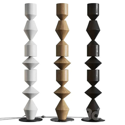 Tall Iron Geometric Standing Lamp 60 in Walnut Black White for Living Room Bedroom Ambient Light Modern Minimalist Decor
