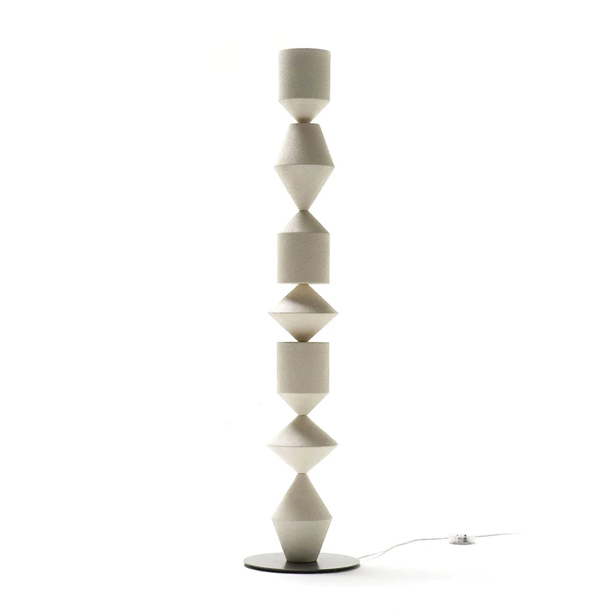 Tall Iron Geometric Standing Lamp 60 in Walnut Black White for Living Room Bedroom Ambient Light Modern Minimalist Decor