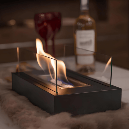 Tabletop Bioethanol Fireplace – Portable Indoor Outdoor Fire Pit with Real Flame for Dining Table Living Room Patio Decor