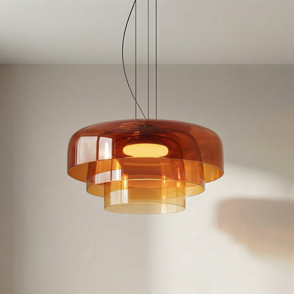 Hand-Blown Glass Pendant Light Fixture – 17 in Sculptural Dome Shade with Adjustable Cord for Kitchen Island, Dining Room, Entryway – Warm