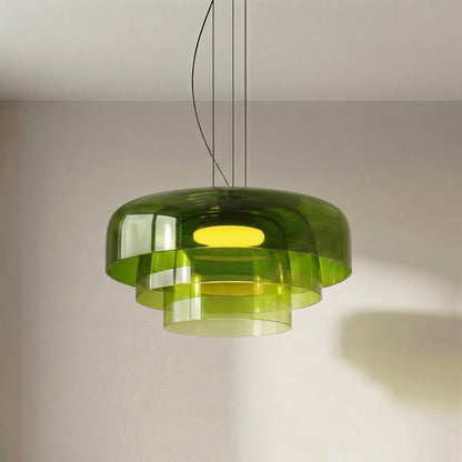 Hand-Blown Glass Pendant Light Fixture – 17 in Sculptural Dome Shade with Adjustable Cord for Kitchen Island, Dining Room, Entryway – Warm