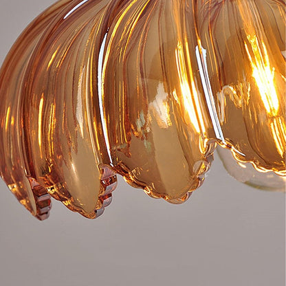 Floral Glass Shade Ceiling Fixture Green 10 Inch Adjustable Cord E27 Socket for Dining Room Kitchen Hallway Vintage Copper Accent Home Light