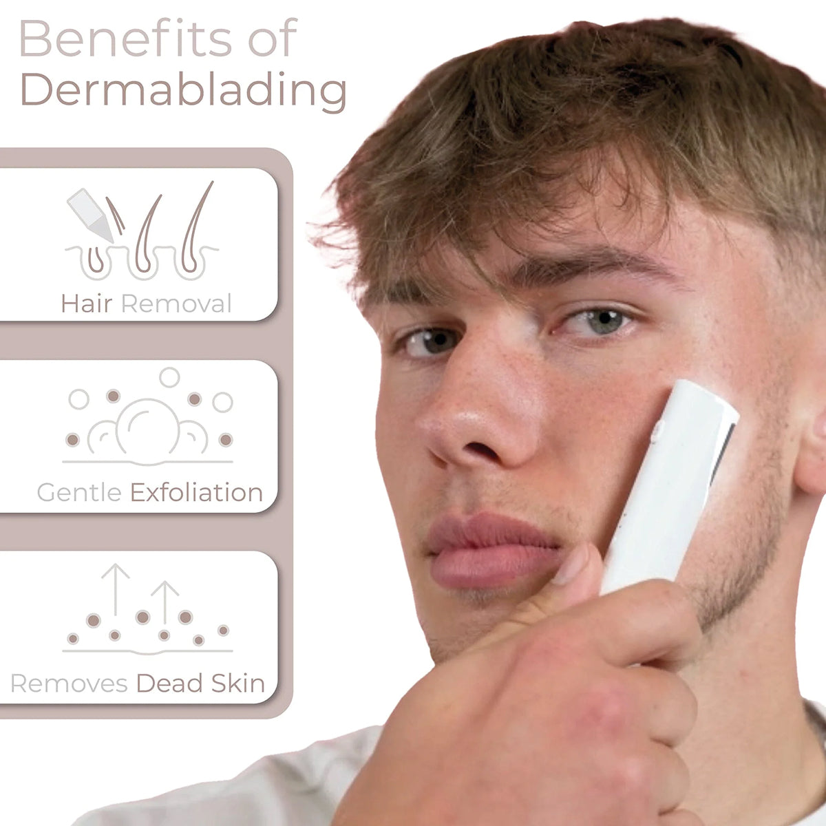 Sonic Facial Exfoliator with LED Light & 3 Speed Settings for Smooth Skin & Peach Fuzz Removal at Home