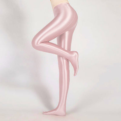 High-Waist Stretch Leggings – Opaque Wet-Look Finish, Figure-Sculpting Fit for Women