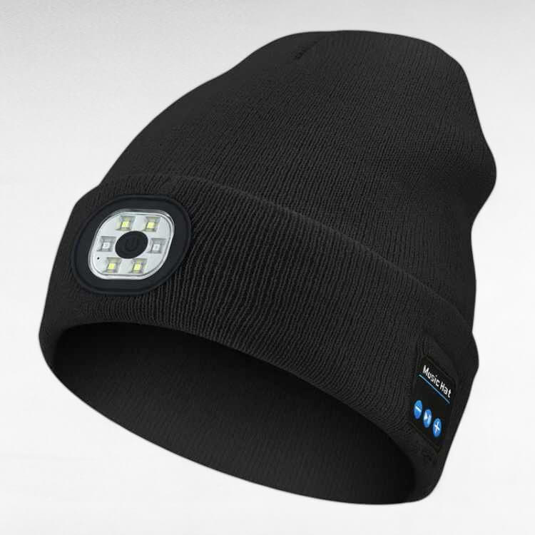 Rechargeable Bluetooth Beanie with Built-In LED Headlamp – Wireless Music Hat for Running, Hiking & Winter Outdoors