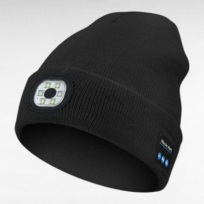Rechargeable Bluetooth Beanie with Built-In LED Headlamp – Wireless Music Hat for Running, Hiking & Winter Outdoors