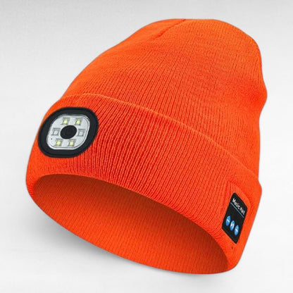 Rechargeable Bluetooth Beanie with Built-In LED Headlamp – Wireless Music Hat for Running, Hiking & Winter Outdoors