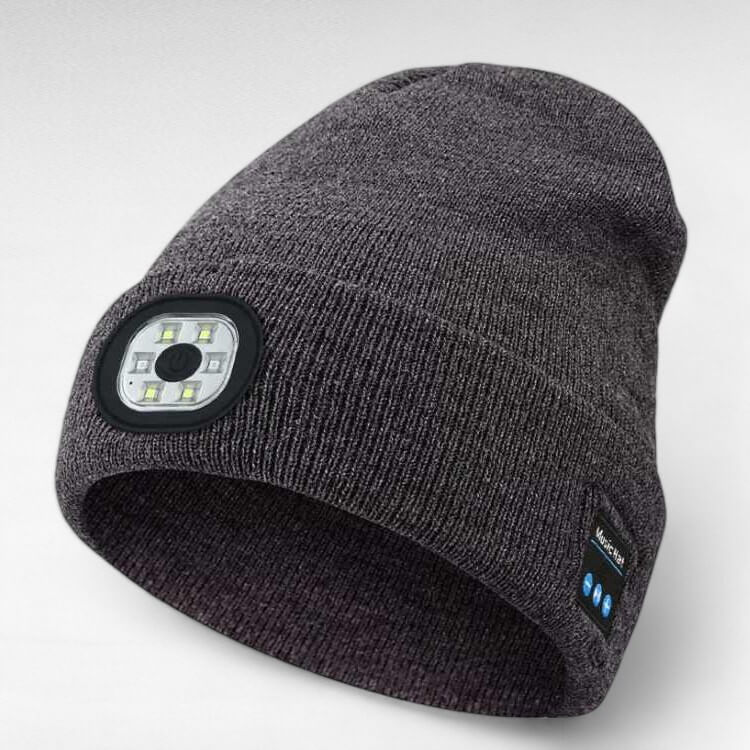 Rechargeable Bluetooth Beanie with Built-In LED Headlamp – Wireless Music Hat for Running, Hiking & Winter Outdoors