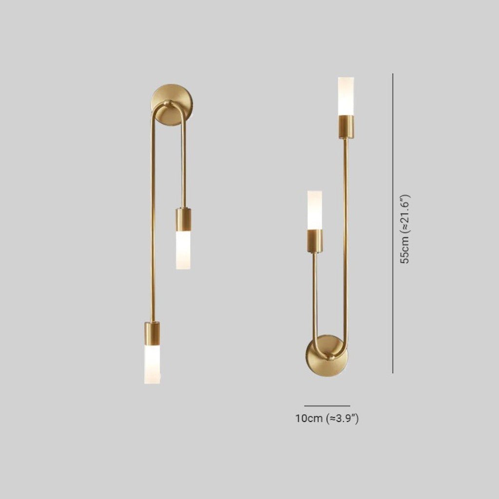 Vertical Brass Wall Light Dual Cylinder Sconce Frosted Shade Mid-Century for Bedroom Hallway Vanity Accent Lighting Contemporary Metal