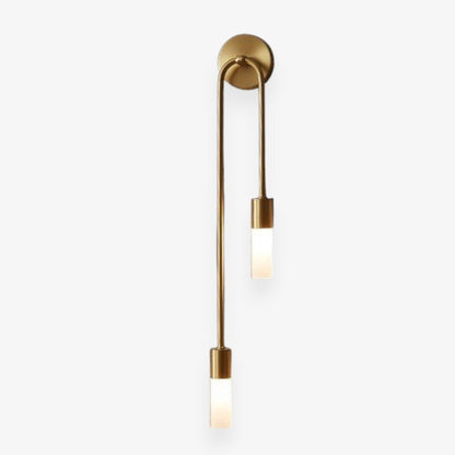 Vertical Brass Wall Light Dual Cylinder Sconce Frosted Shade Mid-Century for Bedroom Hallway Vanity Accent Lighting Contemporary Metal