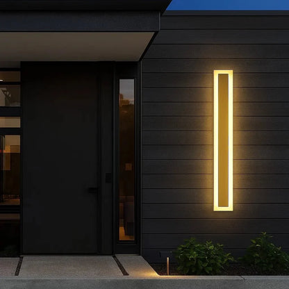 Linear Outdoor LED Wall Sconce Gold Finish Waterproof Dimmable IP65 Hardwired AC 85-265V Modern Exterior Lighting for Patio Garden Porch