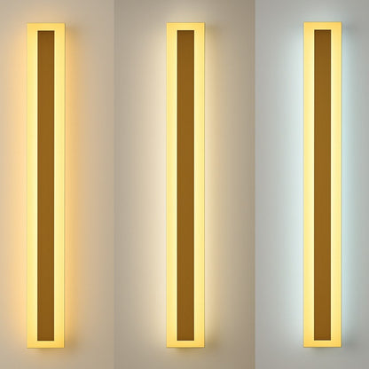 Linear Outdoor LED Wall Sconce Gold Finish Waterproof Dimmable IP65 Hardwired AC 85-265V Modern Exterior Lighting for Patio Garden Porch
