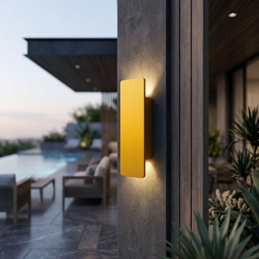 Outdoor Aluminum LED Wall Sconce Gold Finish IP65 Weatherproof Hardwired for Patio Porch Entryway 6W 18W 24W Options 2700K 6500K Lighting