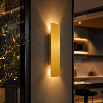 Outdoor Aluminum LED Wall Sconce Gold Finish IP65 Weatherproof Hardwired for Patio Porch Entryway 6W 18W 24W Options 2700K 6500K Lighting