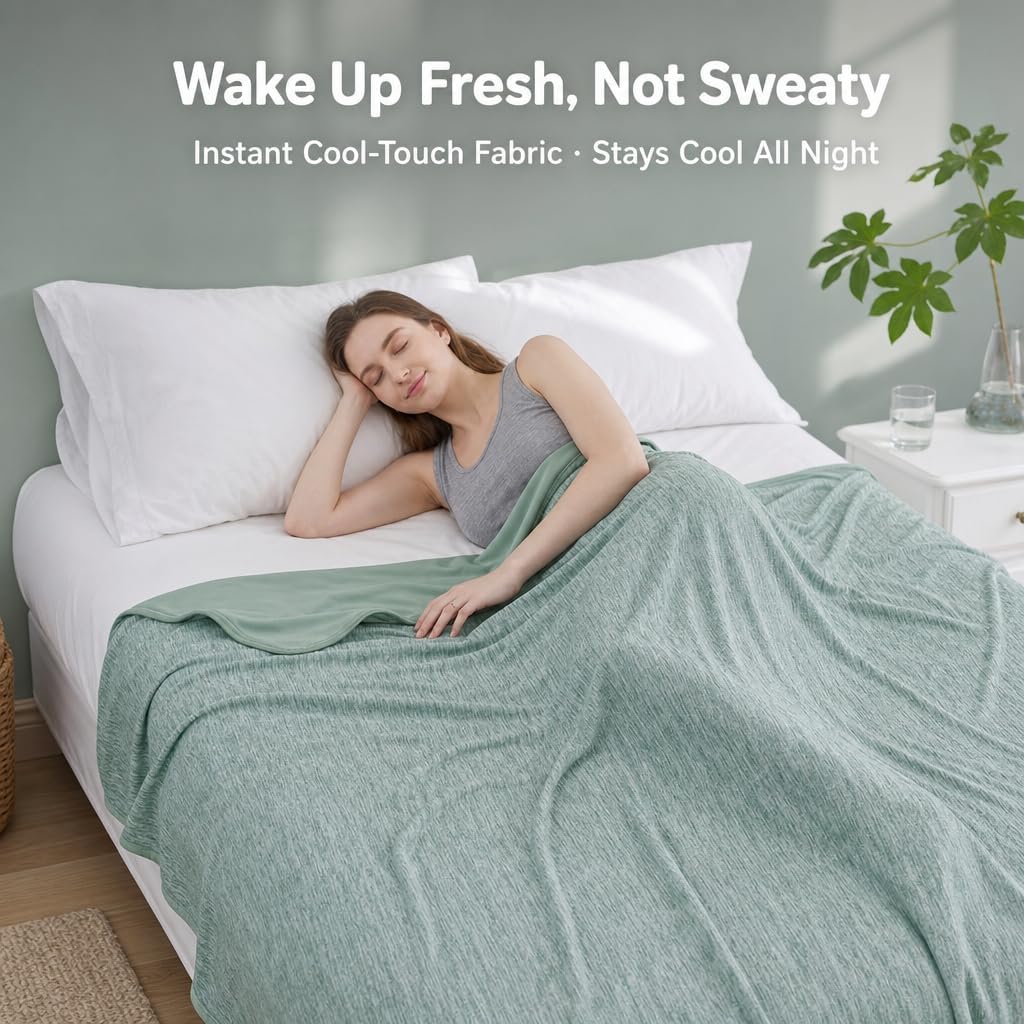 Cool Comfort | Queen Size Cooling Blanket with Q-Max >0.4 Fabric | Lightweight Summer Blanket for Hot Sleepers