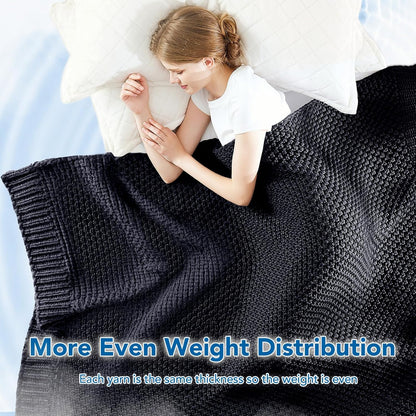 Cozy Comfort | Knitted Weighted Blanket with Cooling Microfiber | All-Season Softness for Ultimate Relaxation