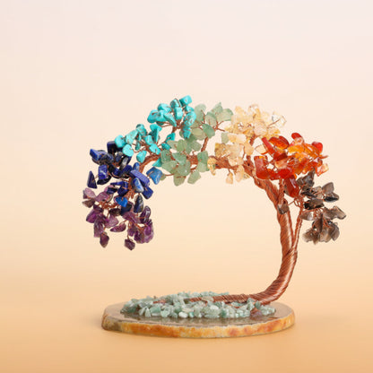 Chakra Crystal Tree Sculpture with Copper Wire & Natural Gemstones for Home Decor