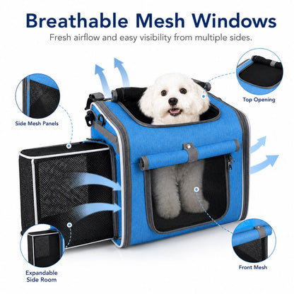 Ortekor 4-in-1 Expandable Bike Pet Carrier Backpack for Cats &Small Dogs - Hands-Free Rides, Car Travel & Vet Trips with Extra Breathing Room