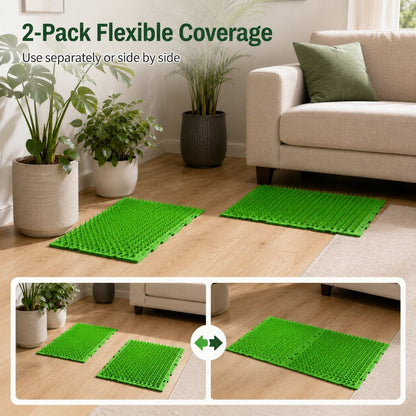 Ortekor 2-Pack Green Cut-to-Fit Cat Deterrent Mat for Sofas, Plants & Balconies - Helps Protect Furniture from Scratching, Digging & Curious Paws