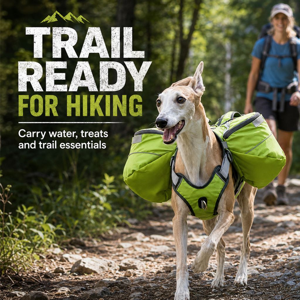 Ortekor Dog Saddlebag Backpack Harness for Hiking & Camping - Hands-Free Storage for Water, Treats & Trail Essentials