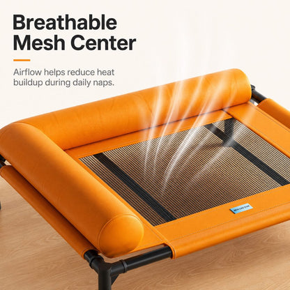Ortekor French Bulldog Elevated Dog Cot for All-Season Indoor Naps - Breathable Raised Pet Bed with Soft Bolsters for Cooler Rest & Easy Cleaning