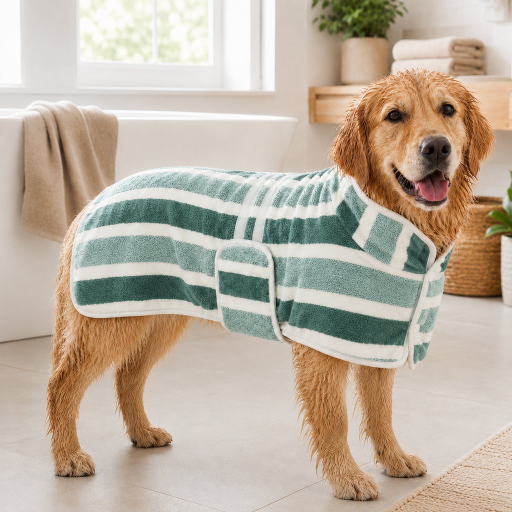 Ortekor Wearable Microfiber Dog Drying Towel – Hands-Free Post-Bath & Rainy-Day Wrap for Wet Fur & Drips