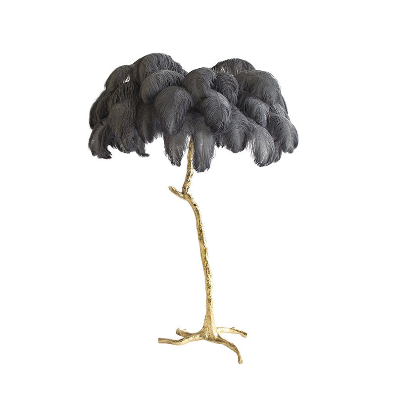 Tropical Feather Standing Lamp 63 in Tall Palm Tree Style Ambient Floor Light for Bedroom Living Room Decorative Accent Lighting